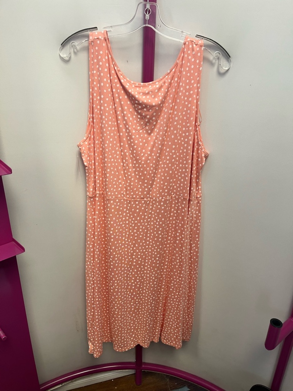 Addition Elle Peach Dot Twist-Front Midi Dress - Picture 2 of 6
